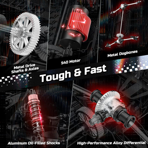 DEERC 1:10 Fast RC Cars for Adults, 4X4 Hobby Remote Control Monster Truck, 48+KM/H, All Terrain High Speed Pink RC Truck Crawler with 2 Modular Batteries, Toy Vehicle Gift for Kids