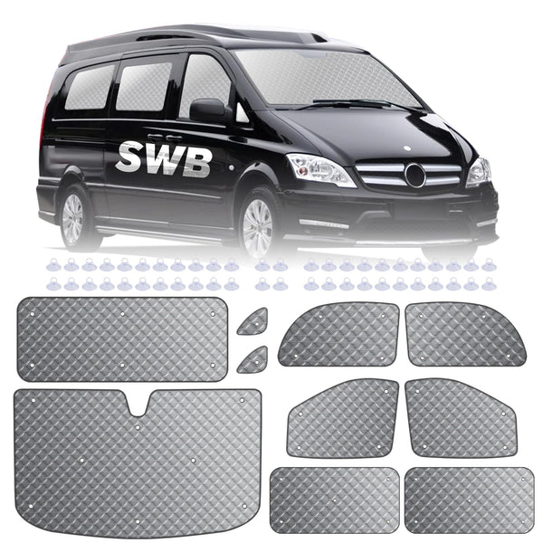 MaxAwe 8Pcs Internal Thermal Blind Set Fits for VW T5/T6 LWB, Luxury Sunshade Wrap Cover Kit, Window Front Screen Cover, Summer Uv Sun Blind & Winter Insulation Cover for VW Campervans & Motorhome