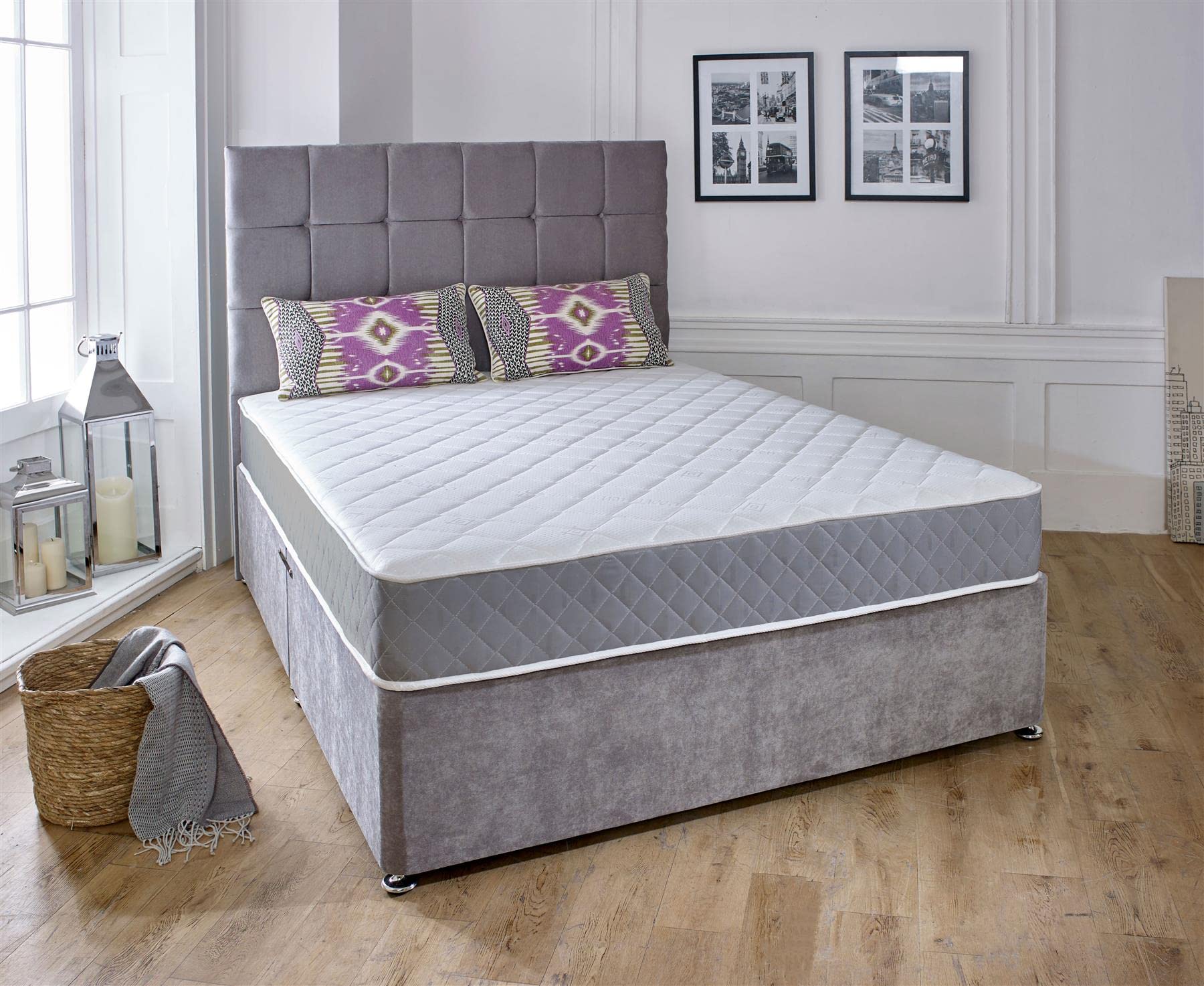 Extreme Comfort Spring Coil Diamond Grey Essentials Mattress | 5ft King (150cm x 190cm) Foam Free Spring Coil | Plush Feel | Cooltouch Plus Sleep