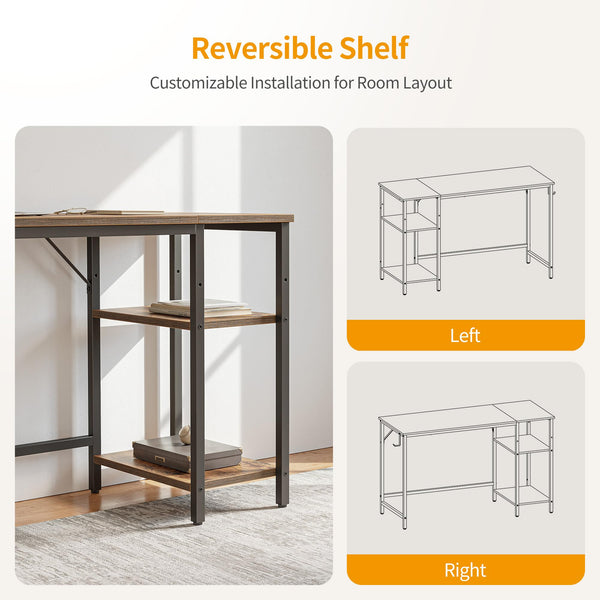 CubiCubi Computer Desk with Monitor Stand and Storage Shelves, 120cm Home Office Desk Study Writing Table, White