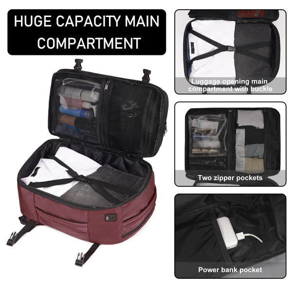 ECOHUB Easyjet Cabin Bag 45x36x20 Underseat Backpack Travel Rucksack 13 Pocket Hand Luggage Waterproof Recycled PET Eco Friendly Carry On Bag for Women & Men 30L Pink