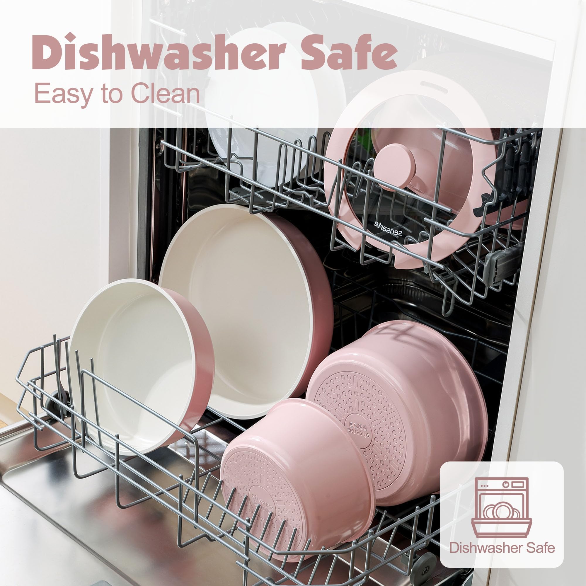 SENSARTE 17 Piece Pots and Pans Set, Nonstick Detachable Handle Cookware, Induction Kitchen Cookware Set with Removable Handle, Healthy Non Stick RV Cookware, Oven Safe (Black)