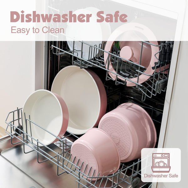 SENSARTE 17 Piece Pots and Pans Set, Nonstick Detachable Handle Cookware, Induction Kitchen Cookware Set with Removable Handle, Healthy Non Stick RV Cookware, Oven Safe (Black)