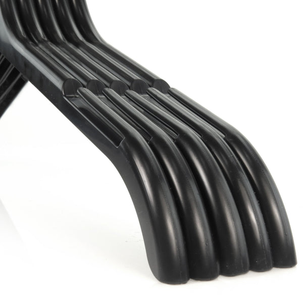 HANGERWORLD 100 Strong Black Plastic Garment Coat Hangers for Clothes with Notches - All Purpose 43cm (17") (One Size, 100, count)