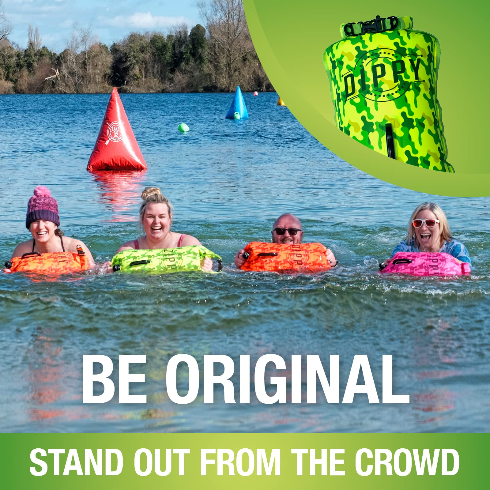 DIPPY Tow Floats for Open Water Swimming | 28L Swim Buoy Open Water Swimming Float | Waterproof Swimming Buoy | Tow Float Dry Bag | Wild Swimming Float | Wild Swimming Accessories Triathlete, Swimmer