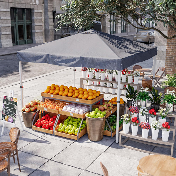 Aoxun 3m x 3m Pop Up Gazebo, Metal Frame Shelter Tent for Outdoor Garden Party, with 4 Sandbags & Carry Bag, Adjustable Height, Grey