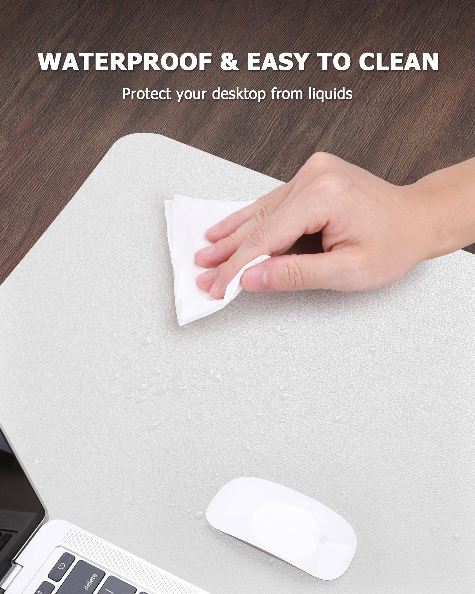 MOLMO Non-Slip Desk Mat, Waterproof Desk Pad Table Protector, Easy Clean Laptop Mat Large Mouse Pad Leather Writing Mat with Suede for Office /Home/Decor (Light Green, 60 x 35 cm)