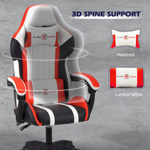 T-THREE.Ergonomic Leather Gaming Chair Height Adjustable with Headrest and Lumbar Support(Orange)