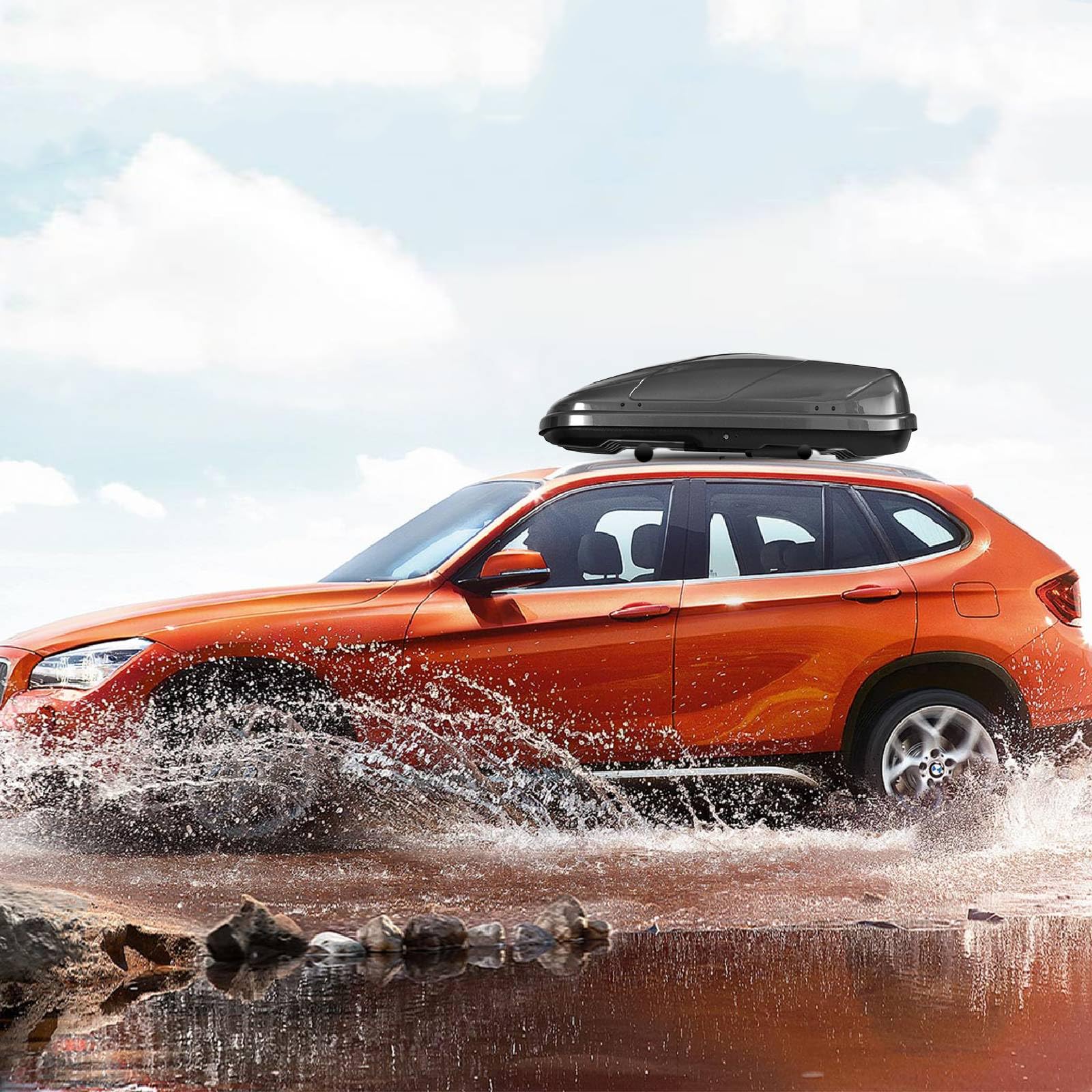 TANGZON Car Roof Box, 400L Extra-Large Car Top Roofbox with Dual Side Opening, Waterproof Hard Rooftop Cargo Carrier Storage Box for Tents Bags Luggage, Fits Most Cars (Black)