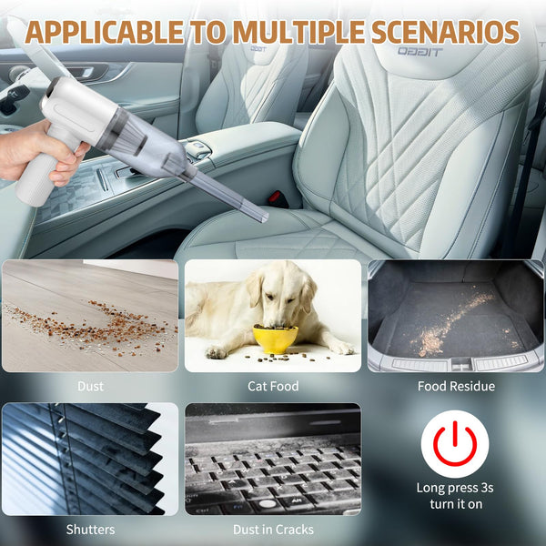 Handheld Vacuum Cordless, 9000Pa Powerful Car Vacuum Cleaner, Rechargeable Portable Lightweight Mini Vacuum Cleaner, USB Car Vacuum Cleaner Car Cleaner for Pet Hair, Car, Home, Office, Kitchen