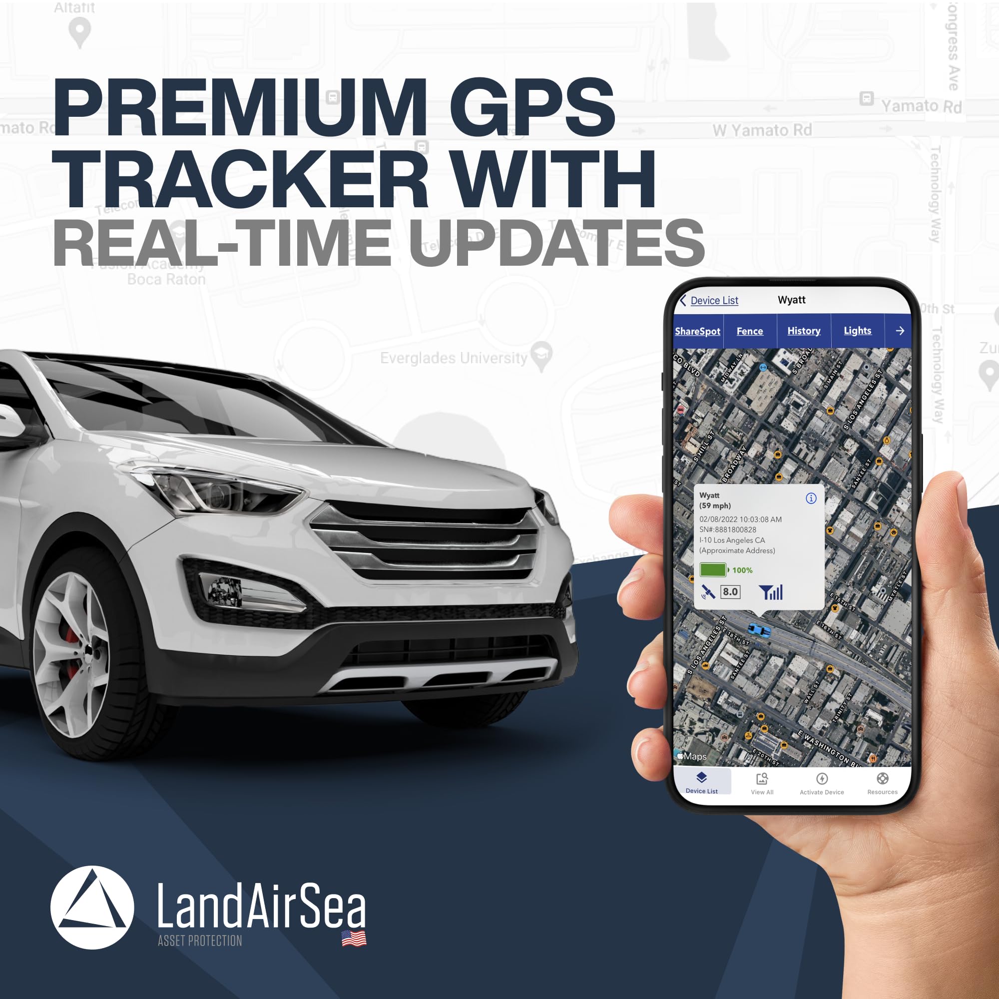 LandAirSea 54 GPS Tracker – Car Tracker Device For Vehicles, Real-Time Global Asset & Fleet Tracking. Compact Mini Tracker, Easy To Use, Discreet Magnetic Mount, Waterproof. Subscription Required