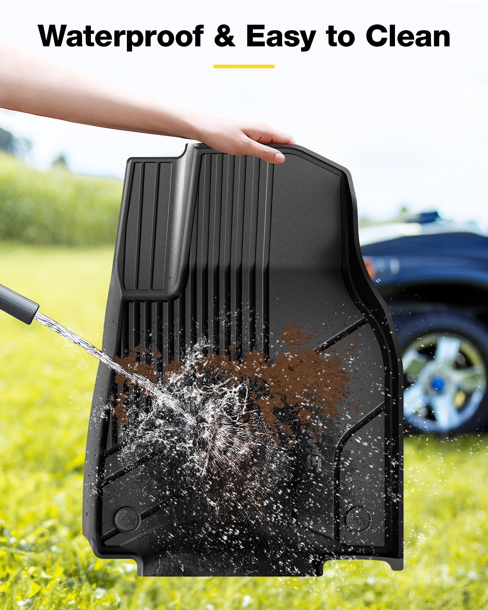 3W 9 Piece Set Floor Mats & Boot Liner & Seat Back Cover Fit for Tesla Model Y 2021-2024, All Weather Dog Friendly TPE Car Mats Anti-slip Heavy Duty Tesla Accessories (Not for Model Y Juniper)