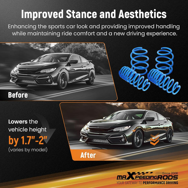 maXpeedingrods Lowering Spring for Honda Civic 2016-2025, for Acura Integra 2023-2025, SAE 9254 High Tensile Lowering Spring, Blue