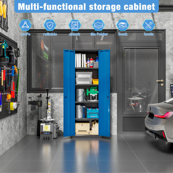 Metal Storage Cabinet with 2 Door and 3 Adjustable Shelves,140X80x40CM Steel Cabinet for Warehouse,Garage,Home,Office,Easy Assemble Required(Black/White)