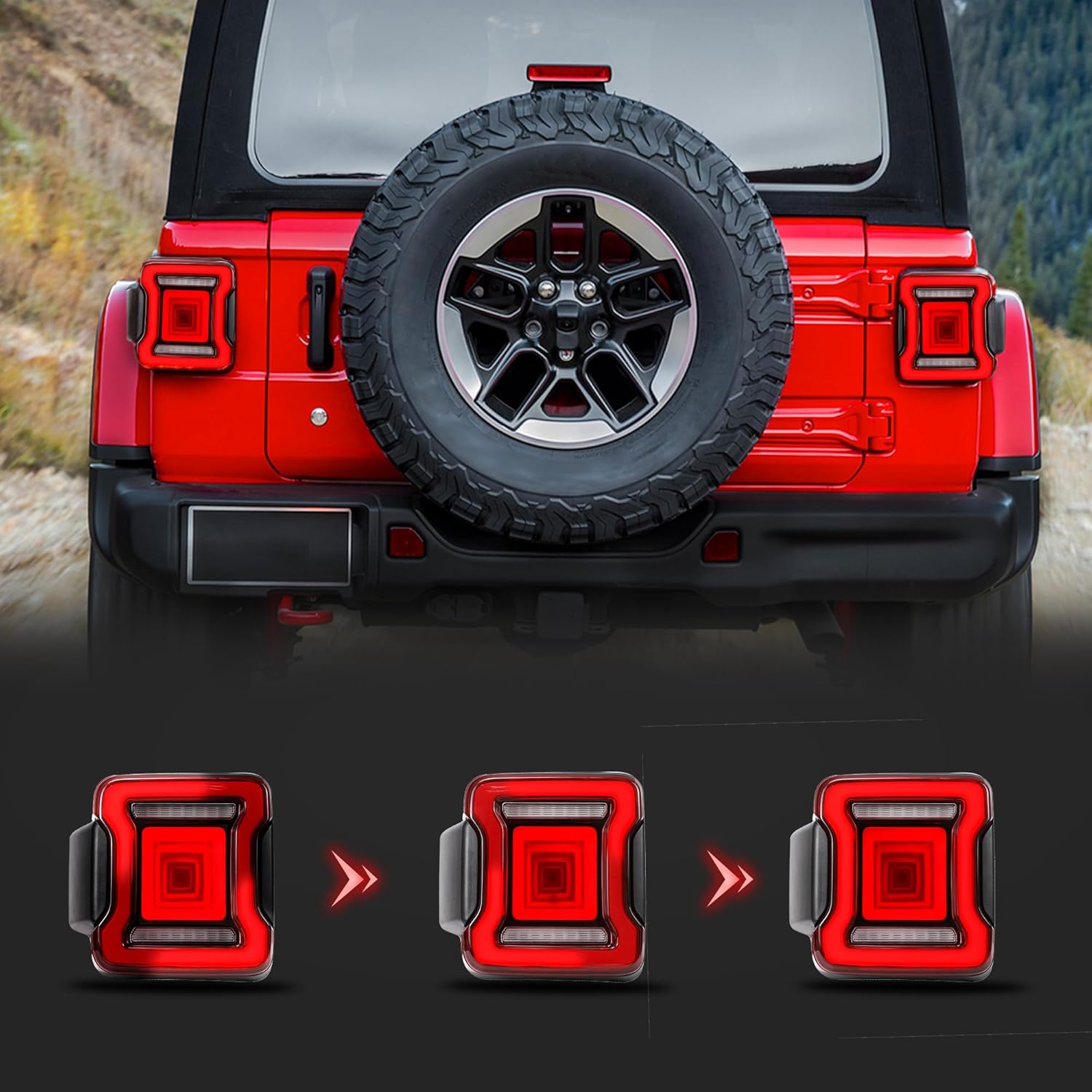 VLAND Compatible Rear Lights for J-eep Wrangler JL 2018-2023 4th Gen (Not Fit for 2018 Wrangler JK) Tail Light Set (Red)