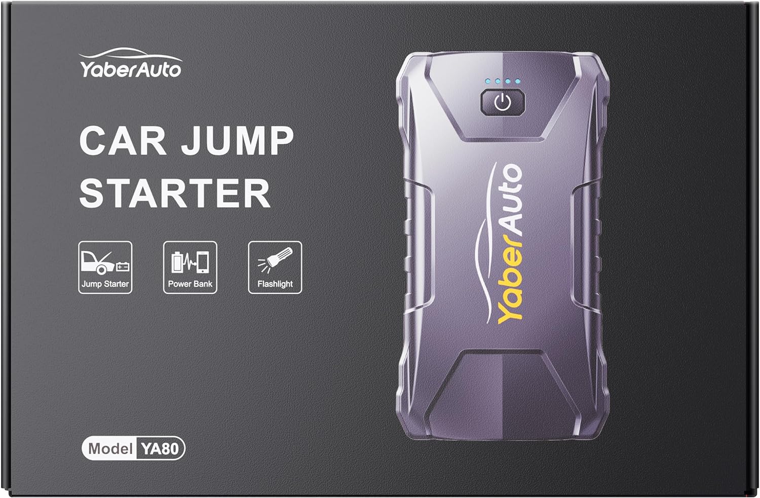 YABER YaberAuto YA80 J‎ump Starter Power Pack 2000A 13800mAh Car Battery Booster Jump Starter,Car Jump Starter for 5.5L Diesel or 7L Petrol Engines, Portable Jump Pack with Jump Leads,LED Flashlight,USB C Input