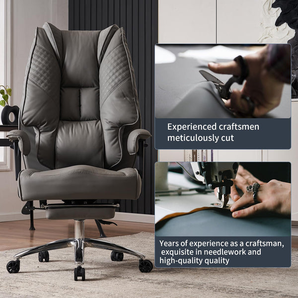 EXCEBET Ergonomic Office Chair – High Back PU Leather Executive Desk Chair with Adjustable Armrests, Swivel Computer Chair for Home/Office, Heavy Duty Support up to 400 lbs