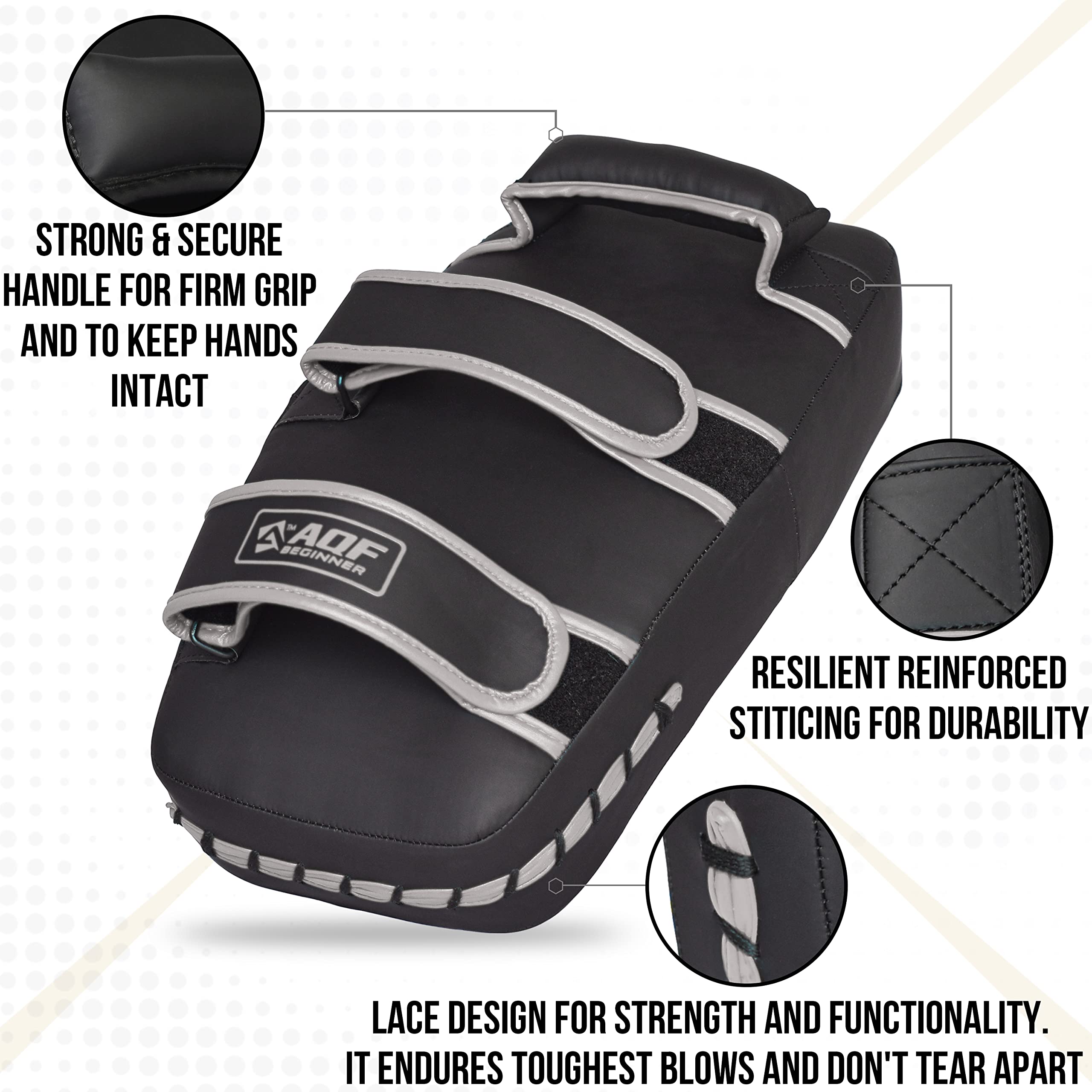 AQF Thai Pads for Kickboxing Muay Thai Pad with Solid Handle Grip, Maya Hide Leather Curved Strike Shield for Boxing MMA Martial Arts Taekwondo,