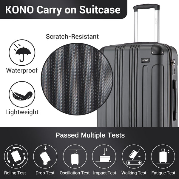 Kono 28 Inch Large Hard Shell Luggage Lightweight ABS 4 Wheels Spinner Business Trip Trolley Case Suitcase (Grey)