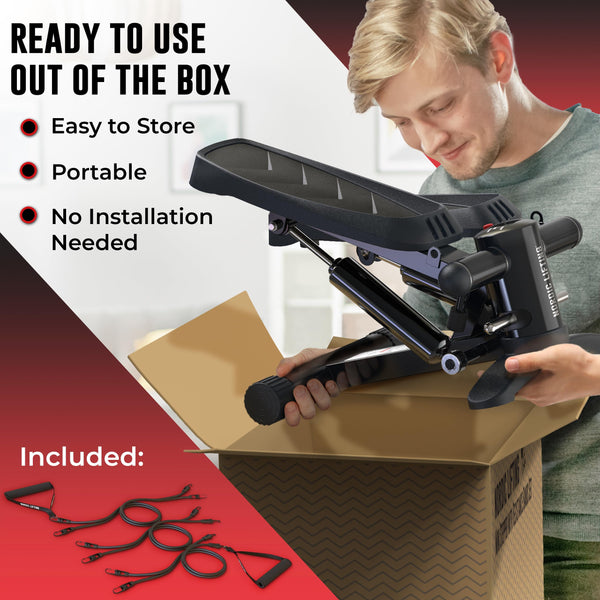 Nordic Lifting Mini Stepper & Stair Climber Machine - w/Resistance Bands Set & Non-Slip Foot Pads - Durable Construction with 330 LBS Weight Capacity