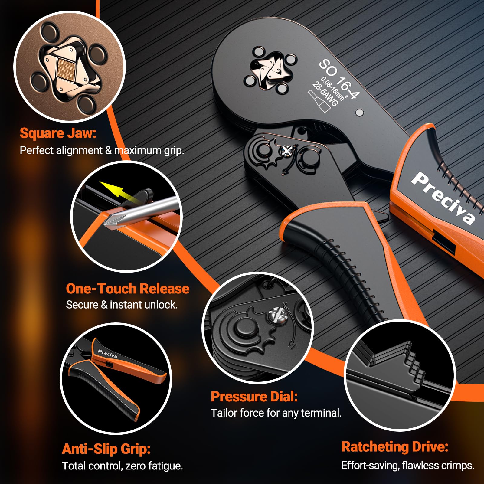 Preciva Wire Crimping Tool Kit,0.08-16mm² with 1275 Ferrules(265 Double Terminals), Ratchet Crimper Tool with Box, Ergonomic Wire Crimping Tool,Wire Connecters Plier