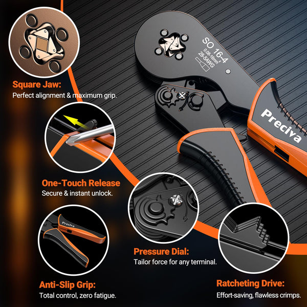 Preciva Wire Crimping Tool Kit,0.08-16mm² with 1275 Ferrules(265 Double Terminals), Ratchet Crimper Tool with Box, Ergonomic Wire Crimping Tool,Wire Connecters Plier