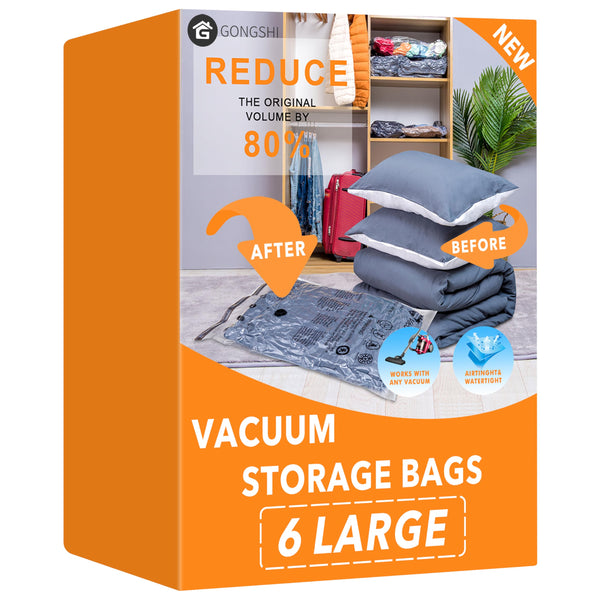 GONGSHI Vacuum Storage Bags (3 x Jumbo, 3 x Large, 3 x Medium, 3 x Small), Space Saver Sealer Compression Bags with Travel Hand Pump