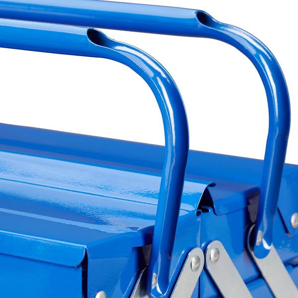 Relaxdays Empty Tool Box, 5 Compartments, With Handle, Metal, Lockable, Toolbox, HWD 21 x 53 x 20 cm, Blue