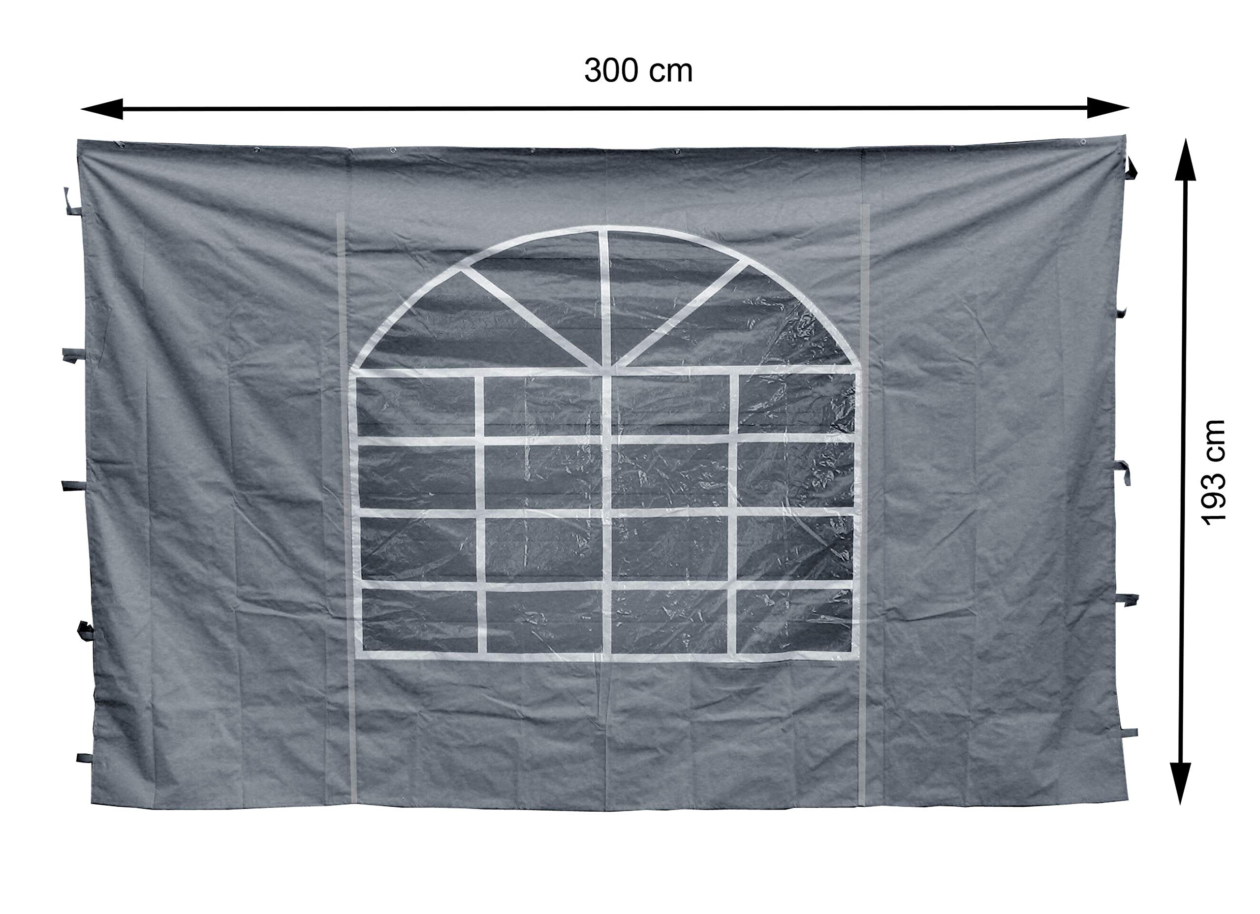 QUICK STAR Side Panels 2x (300 x 193 cm, 400 x 193 cm) for Sahara Gazebo 3x4 m, Grey Polyester with PVC Window, Waterproof, Garden Style