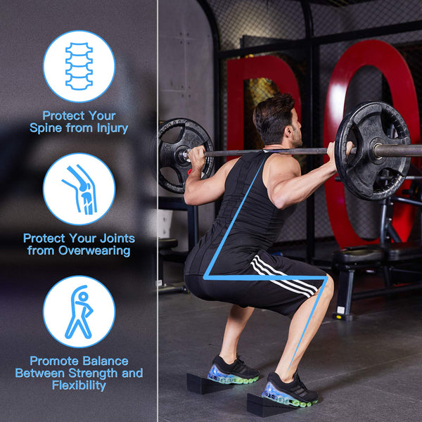 Squat Wedge Block (4PCS) Adjustable Non-Slip Squat Ramp, Deadlift Wedge, Calf Stretcher, Slant Board, Incline Board Improve Strength for Squat and