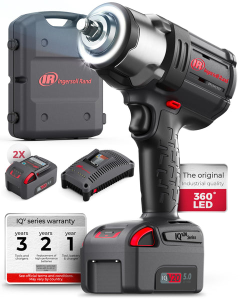 Ingersoll-Rand W7172-K22B-EU Impact Wrench, 3/4 Inch 20V Cordless Impact Wrench, 2X BL2022 Li-Ion Batteries 5.0 Ah + Charger Kit (UK Plug) in Case