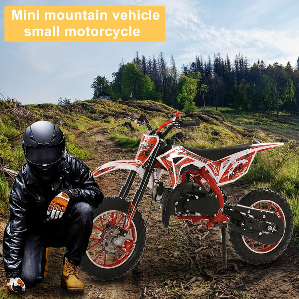 gihusrzx 50cc Dirt Bike for Adults & Kids, 2-Stroke Mini Bike Gas Powered Off Road Trail Motorcycles with Speeds up to 25 MPH, 330IBS Motorbike for Uphill and Off-Road Conditions for Youth Riders Red