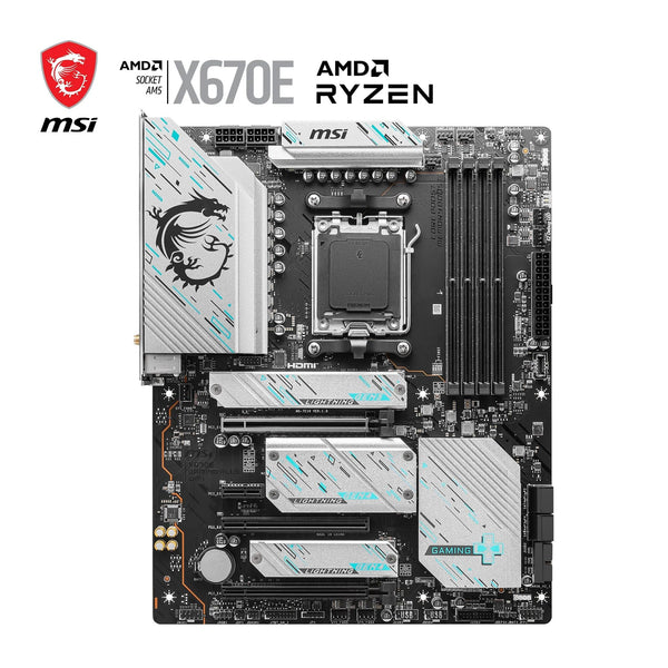 MSI X670E GAMING PLUS WIFI Motherboard, ATX - Supports AMD Ryzen 9000 / 8000 / 7000 Series Processors, AM5 - 80A SPS VRM, DDR5 Memory Boost 7800+ MHz/OC, PCIe 5.0 x16, M.2 Gen5, Wi-Fi 6E