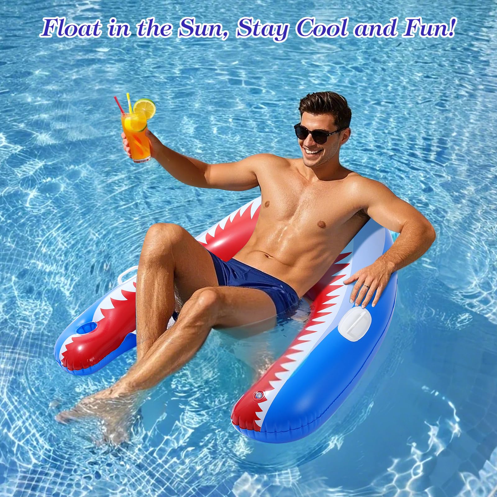 MoKo Pool Floats Adult, Floating Bed with Ice Bar, Tanning Bed Pool Raft Inflatable Lounger with Drink Holder Tanning Chair Inflatable Pool Toys for Party Beach Backyard