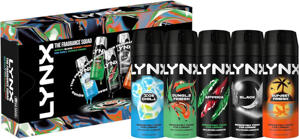 Lynx Fragrance Squad Gift Set with multiple body spray variants perfect for any occasion 5 piece