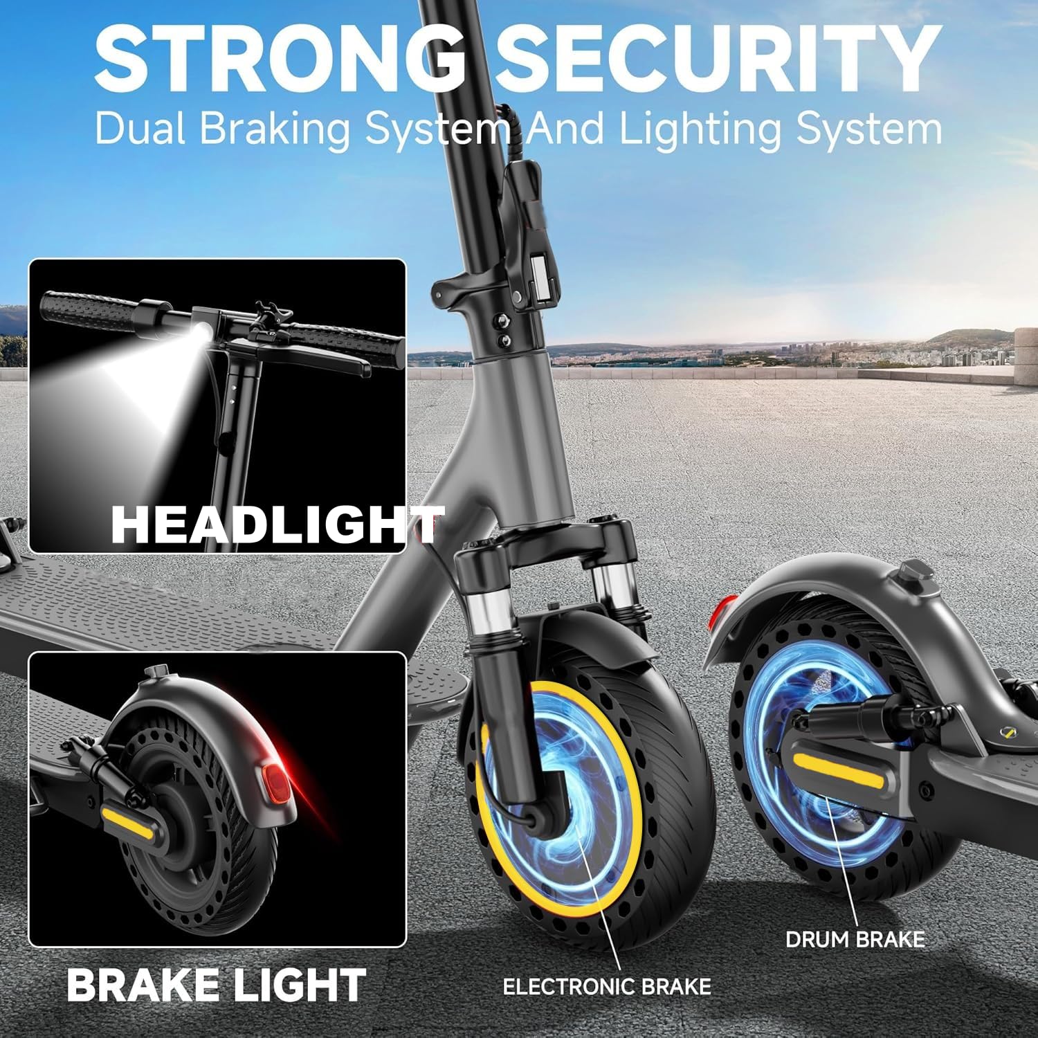 Electric Scooter, Electric Scooter Adult 350W with 25-35KM Range, Max Speed 25KM/H, 8.5" Solid Tire, Double Braking System for Adults and Teens