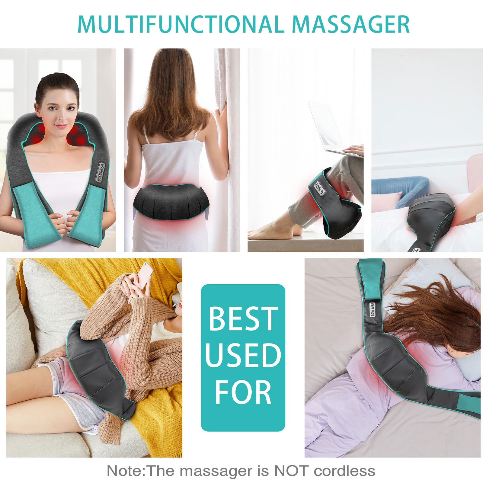 Shiatsu Neck and Shoulder Massager, AERLANG Back Massager with Heat, Deeper Tissue 4D Kneading Massage for Shoulder, Neck and Back, Use at Home, Office, Car - Birthday Gift for Women/Men/Mom/Dad