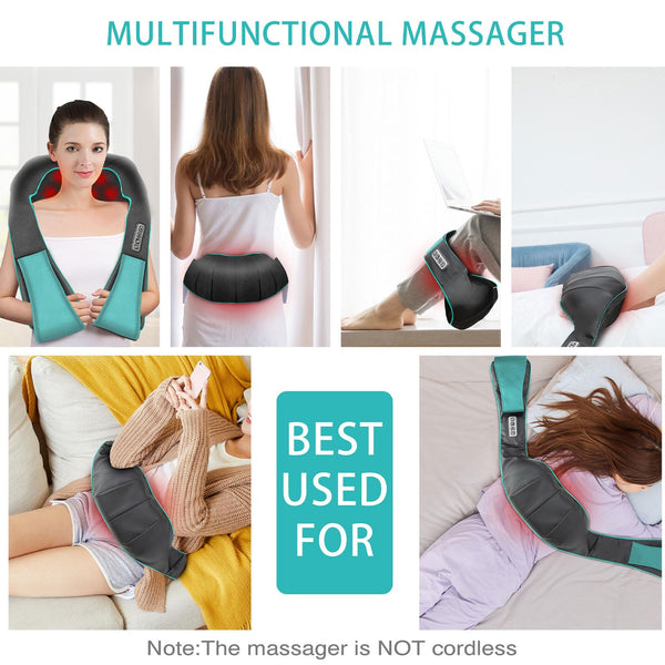 Shiatsu Neck and Shoulder Massager, AERLANG Back Massager with Heat, Deeper Tissue 4D Kneading Massage for Shoulder, Neck and Back, Use at Home, Office, Car - Birthday Gift for Women/Men/Mom/Dad