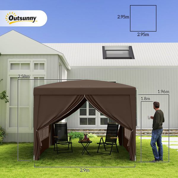 Outsunny 3 x 3(m) Pop Up Gazebo, Water and UV Resistant Party Tent Camping Canopy Marquee with Carry Bag, Blue