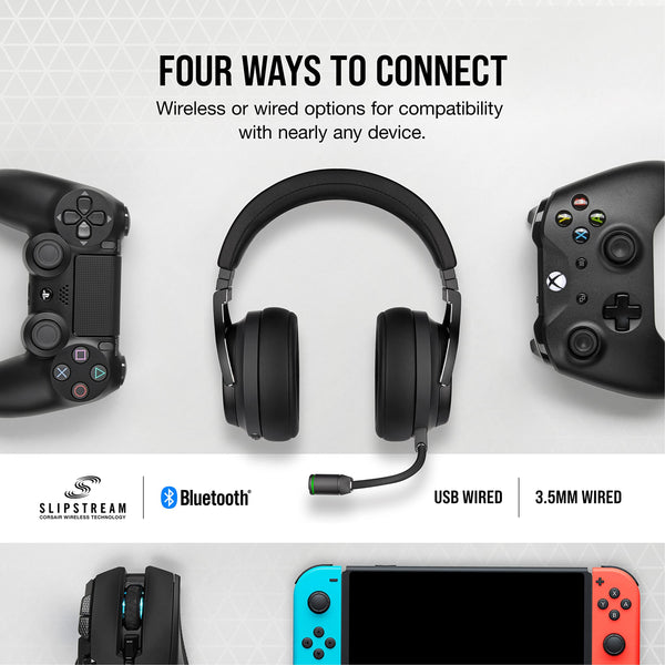 CORSAIR VIRTUOSO RGB WIRELESS XT Multiplatform Gaming Headset With Bluetooth – Dolby Atmos – Omni-Directional Microphone – iCUE Compatible – PC, Mac, PS5, PS4, Nintendo Switch, Mobile – Black