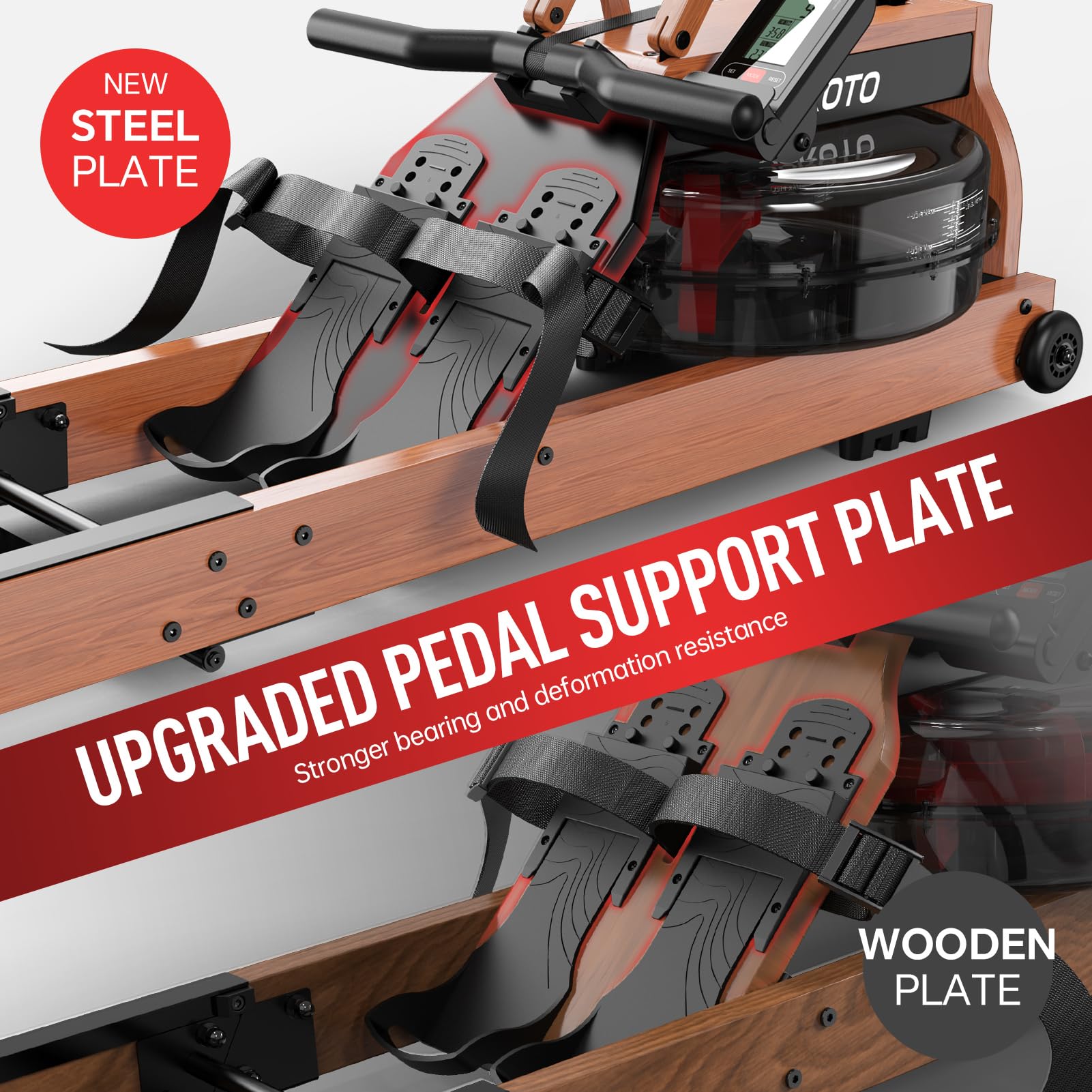 JOROTO Wood Rowing Machine for Home Gym,Oak Wood Foldable Rower Machine with Bluetooth, Adjustable Tablet Holder - 330LS Weight Capacity