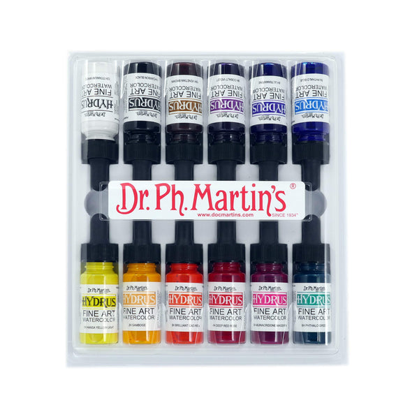 Dr. Ph. Martin's Hydrus Fine Art Watercolor, 0.5 oz, Set of 12 (Set 1)