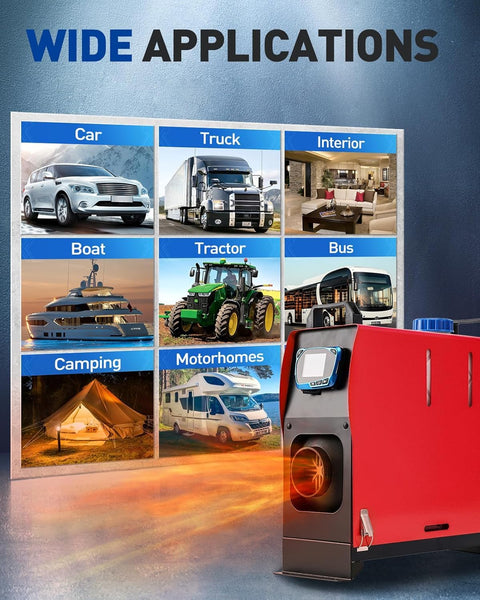 ShockFlo 12V 5KW Diesel Air Heater, All in One Parking Heater Kit with Remote Control, Silencer and LCD Display, Fast Heating, for RV Truck, Motorhomes, Boat, Bus, Car Trailer, Caravans