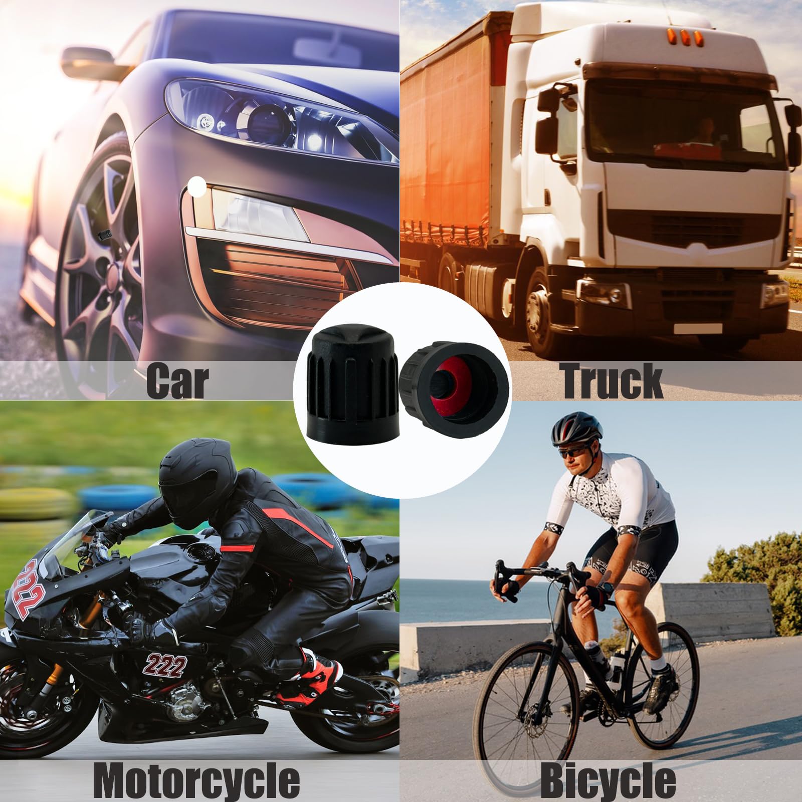 TCPENG® 10PCS Tyre Valve Caps, with O Seal Ring, Universal Stem Dust Covers for SUV, Cars, Bike, Motorcycles, Trucks, Heavy-Duty, Airtight Seal, Screw-On, Easy to Operation (10 Pack Black)