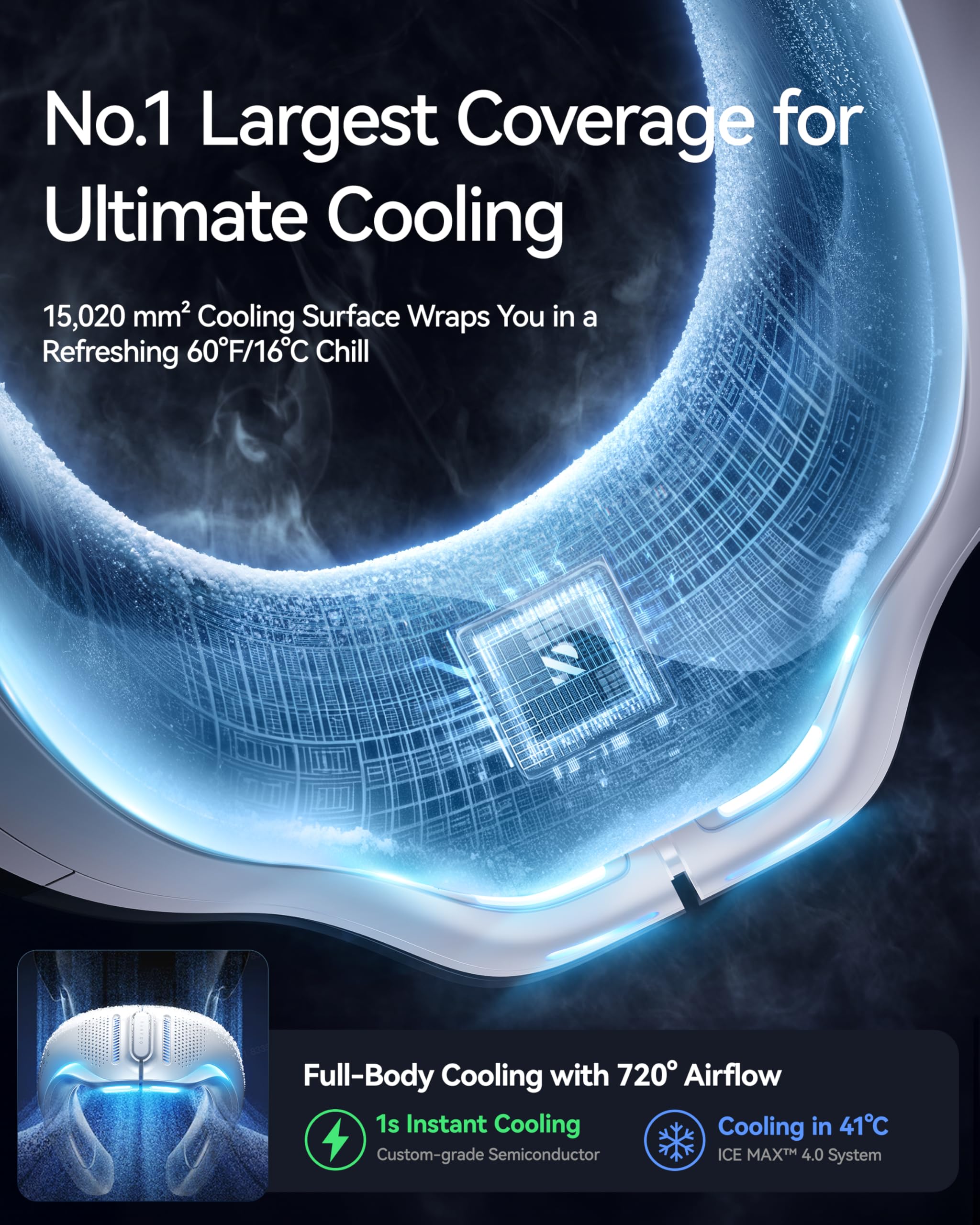 RANVOO AICE LITE Plus 2025 Max Cooling Airflow [No.1 Coolest & Most Durable] Neck Air Conditioner, Ultimate Immersive Personal AC 6000 mAh Rechargeable Neck Fan Blow Cold Air, Gifts for Mom/Dad, White