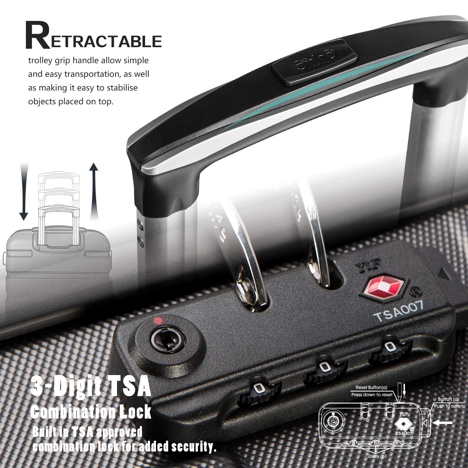 COOLIFE Suitcase Trolley Carry On Hand Cabin Luggage Hard Shell Travel Bag Lightweight with TSA Lock and Durable 4 Spinner Wheels (Lemon Yellow, L(77cm 93L))