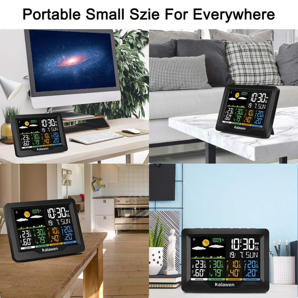 Kalawen Weather Station with 3 Outdoor Sensors, MSF Wireless Digital Alarm Clock, Barometer, Temperature, Humidity Monitor, Weather Forecast for Home