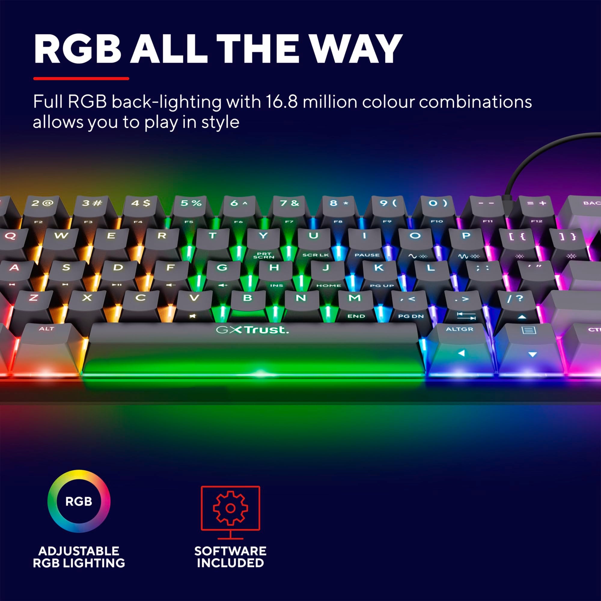 GXTrust 872 Xyra TKL Mechanical Keyboard Gasket Mount UK Layout, Hot Swappable Wired Gaming Creamy Keyboard 80%, RGB Backlit with Software, Custom Soft Feel Pre-lubed 5-pin Leobog Linear 60M Switches
