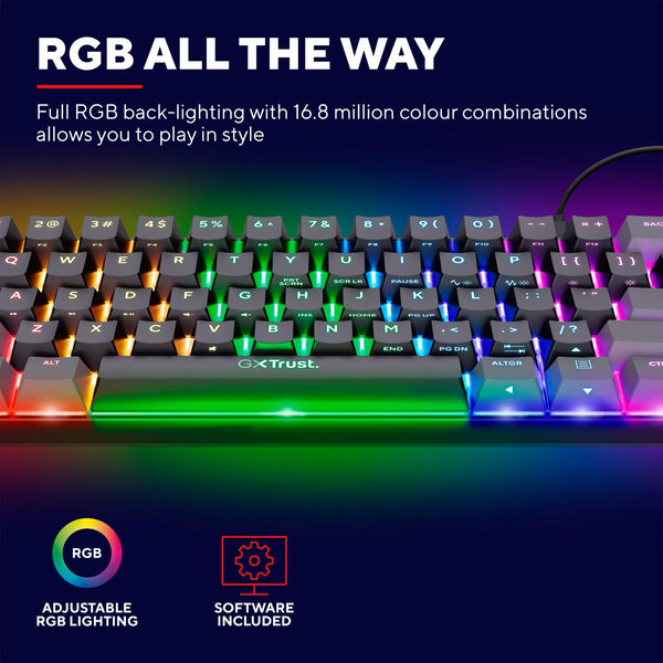 GXTrust 872 Xyra TKL Mechanical Keyboard Gasket Mount UK Layout, Hot Swappable Wired Gaming Creamy Keyboard 80%, RGB Backlit with Software, Custom Soft Feel Pre-lubed 5-pin Leobog Linear 60M Switches
