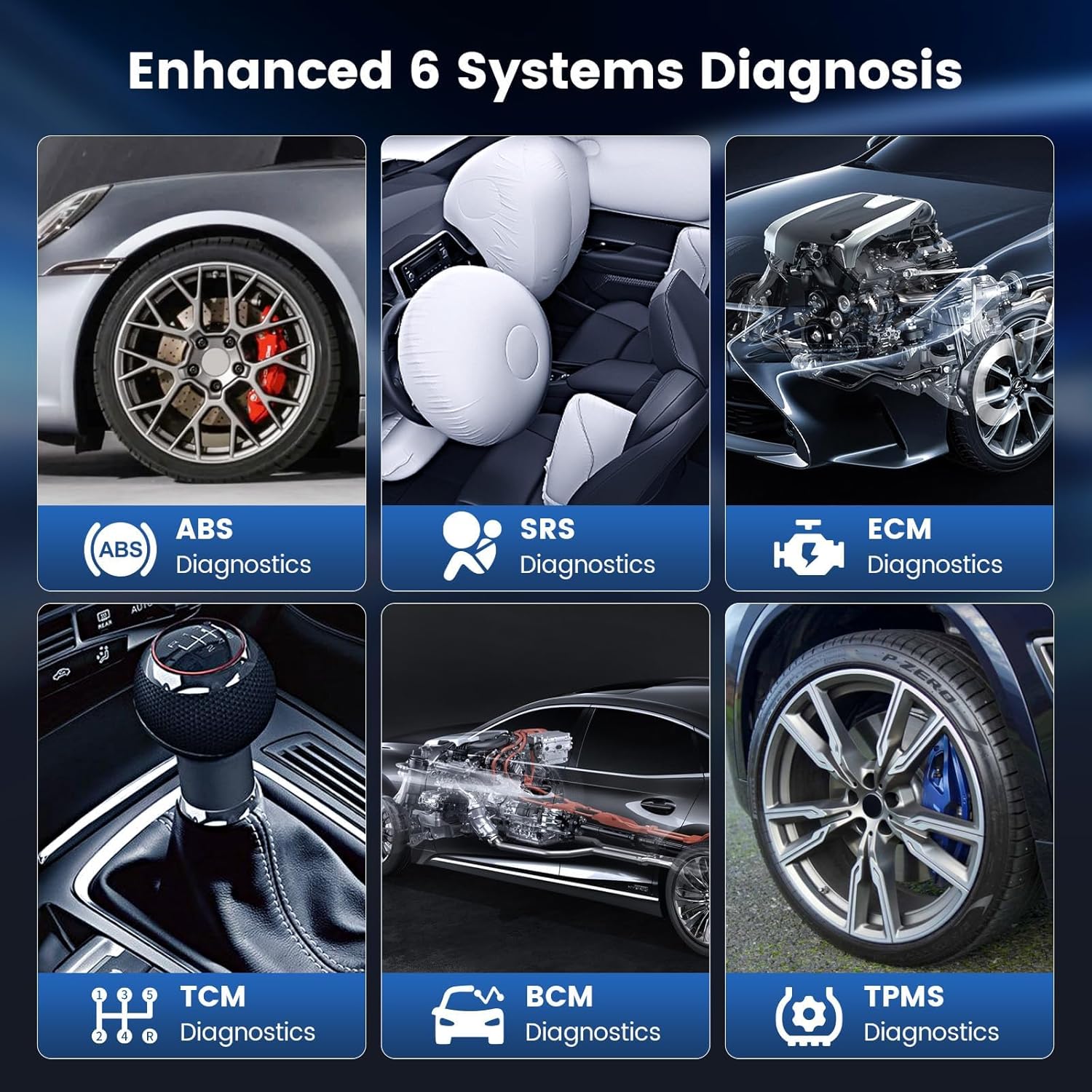 MUCAR Car Diagnostic Tool OBD2 Scanner, CS6 Car Scanner with 6 System (ABS SRS ECM TCM BCM TPMS) with 7 Reset Service (Oil EPB SAS ETS TPMS ABS DPF), Auto VIN Scan Tool for All Car Free Lifetime